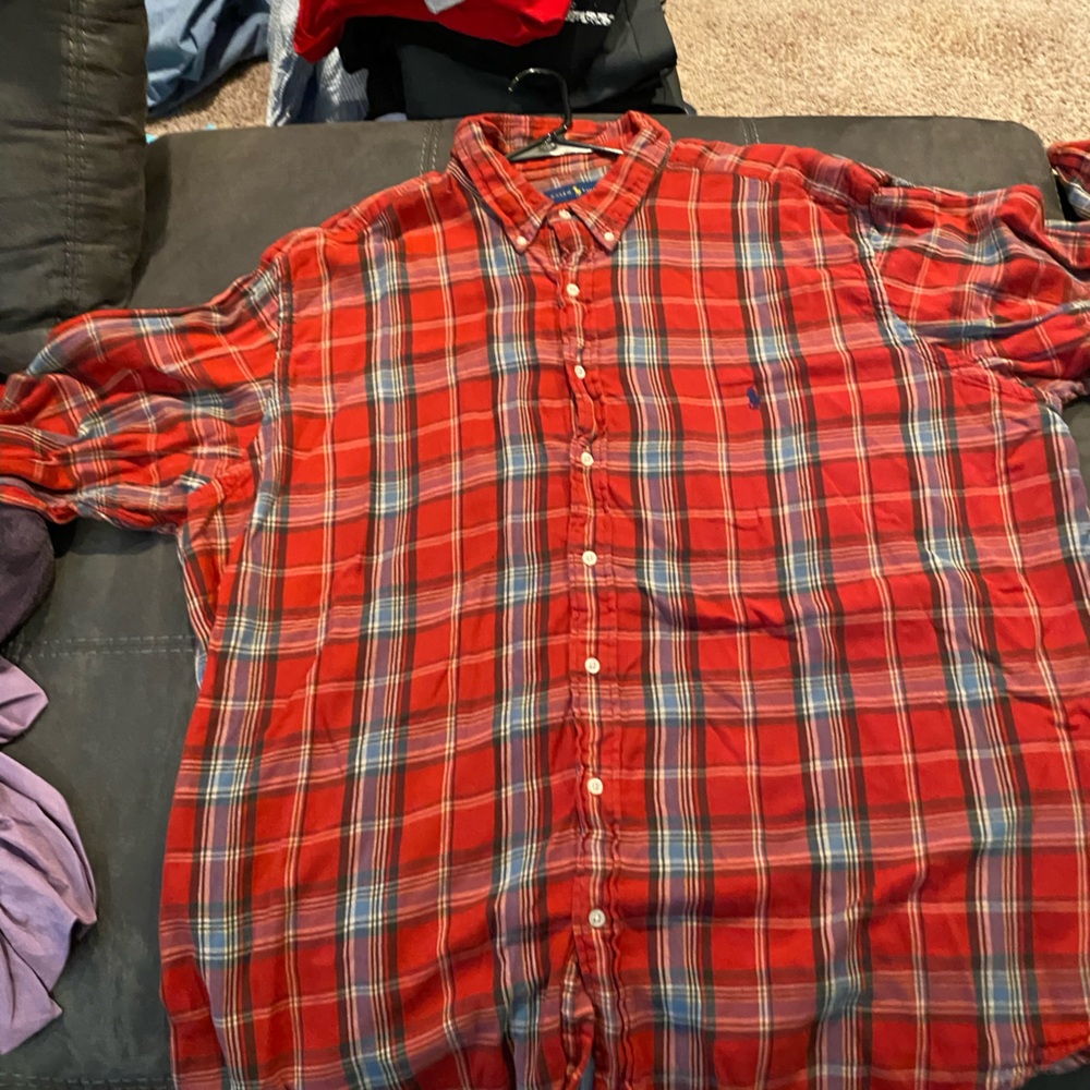 Used 3XB Red Flannel feel Polo Ralph Lauren Long Sleeve Shirt.